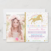 Rainbow Unicorn Anniversaire Invitation Confetti S (Devant)