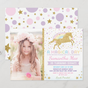 Rainbow Unicorn Anniversaire Invitation Confetti S