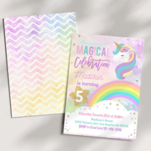 RAINBOW UNICORN Anniversaire Invitation Editable U