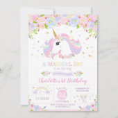Rainbow Unicorn Anniversaire Invitation Plutôt Flo (Devant)