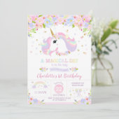 Rainbow Unicorn Anniversaire Invitation Plutôt Flo (Debout devant)