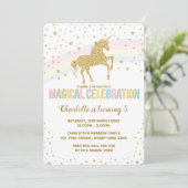 Rainbow Unicorn Anniversaire Invitation Twinkle St (Debout devant)