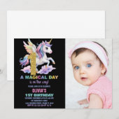 Rainbow Unicorn Anniversaire Invitations avec phot (Devant / Derrière)