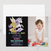 Rainbow Unicorn Anniversaire Invitations avec phot (Devant / Derrière)