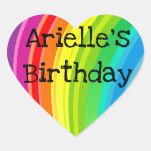 Rainbow Unicorn Anniversaire Party Coeur Sticker