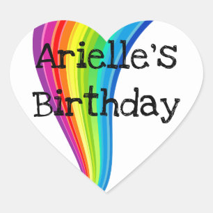 Rainbow Unicorn Anniversaire Party Coeur Sticker