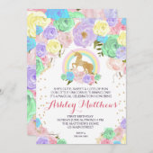 Rainbow Unicorn anniversaire PREMIÈRE Invitation f (Devant / Derrière)