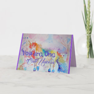 Rainbow Unicorn aquarelle art mignon carte d'anniv