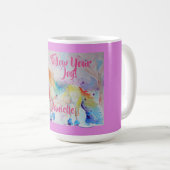 Rainbow Unicorn Aquarelle Enfants Nom Mug (Devant droit)