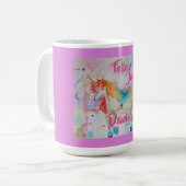 Rainbow Unicorn Aquarelle Enfants Nom Mug (Devant gauche)