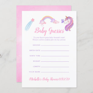 Rainbow Unicorn Baby Girl ShowGuesses Baby Kaart