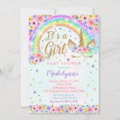Rainbow Unicorn Baby shower Invitation fille (Devant)