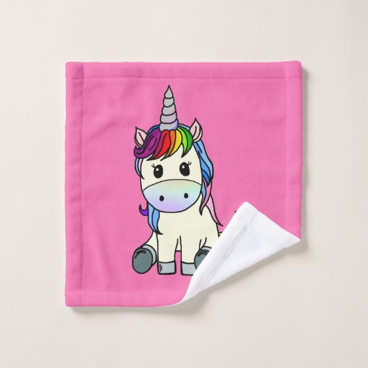Rainbow Unicorn Badkamer Handdoek Set (Wasdoekje)