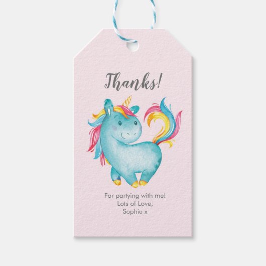 Rainbow Unicorn Bedankt labels | Favoriete labels Cadeaulabel (Voorkant)