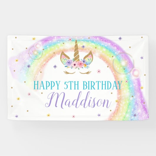 Rainbow Unicorn Birthday Banner (Horizontaal)