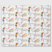 Rainbow Unicorn Birthday Custom Name Cadeaupapier (Vlak)