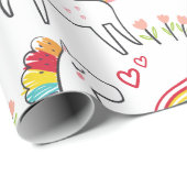 Rainbow Unicorn Birthday Custom Name Cadeaupapier (Rol Hoek)