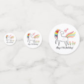Rainbow Unicorn Birthday Custom Name Confetti (Voorkanten)