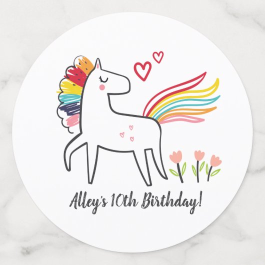Rainbow Unicorn Birthday Custom Name Confetti (Grote achterkant)