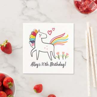Rainbow Unicorn Birthday Custom Name Stickers Servet