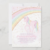 Rainbow Unicorn Birthday Girls Pastel Invitation (Devant)
