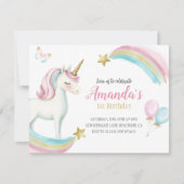 Rainbow Unicorn Birthday Girls Uitnodiging (Voorkant)