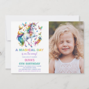 Rainbow Unicorn Birthday Invitations photo