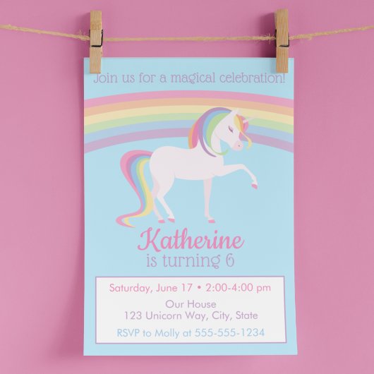 Rainbow Unicorn Birthday Kaart