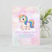 Rainbow Unicorn Birthday Party Invitation (Debout devant)