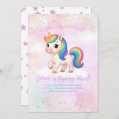 Rainbow Unicorn Birthday Party Invitation (Devant / Derrière)