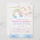 Rainbow Unicorn Birthday Party Invitation Kaart (Voorkant)