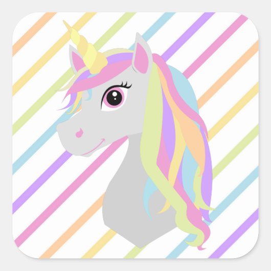 Rainbow Unicorn Birthday Sticker (Voorkant)