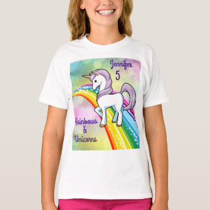 Rainbow & Unicorn Birthday T-Shirt Girls