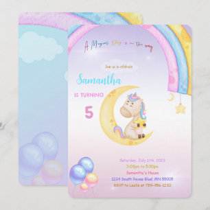 Rainbow Unicorn Birthday Uitnodiging