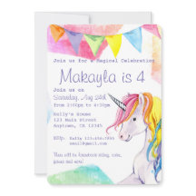 Rainbow Unicorn Birthday Uitnodiging