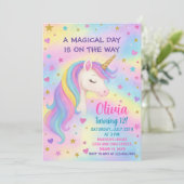 Rainbow Unicorn Birthday Uitnodiging (Staand voorkant)