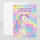 Rainbow Unicorn Birthday Uitnodiging (Voorkant / Achterkant)