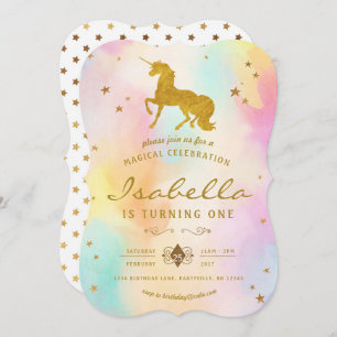 Rainbow Unicorn Birthday Uitnodiging