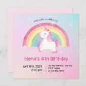 Rainbow Unicorn Birthday Uitnodiging (Voorkant / Achterkant)