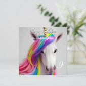 Rainbow Unicorn Bonne carte fille d'anniversaire (Debout devant)