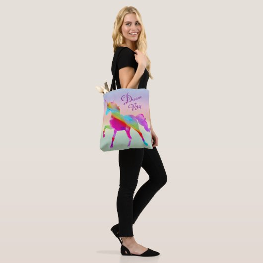 Rainbow Unicorn-Canvas tas (Op model)