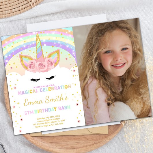 Rainbow Unicorn cartes postales avec photo