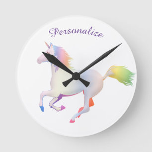 Rainbow Unicorn Child's Room Personaliseren Ronde Klok