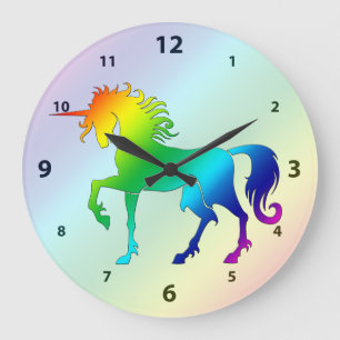 Rainbow Unicorn Clock Grote Klok