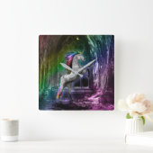 Rainbow Unicorn Clock Vierkante Klok (Huis)