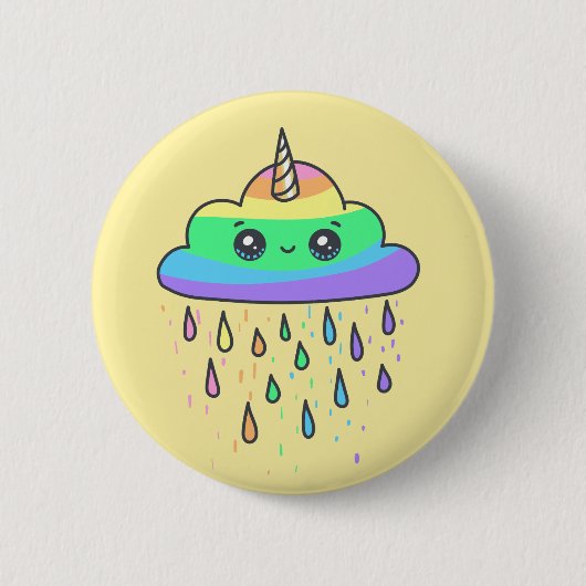Rainbow Unicorn Cloud Ronde Button 5,7 Cm (Voorkant)