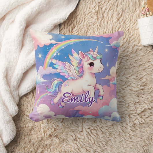 Rainbow Unicorn Coussin Carré personnalisé (Couverture)