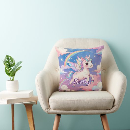 Rainbow Unicorn Coussin Carré personnalisé (Chaise)
