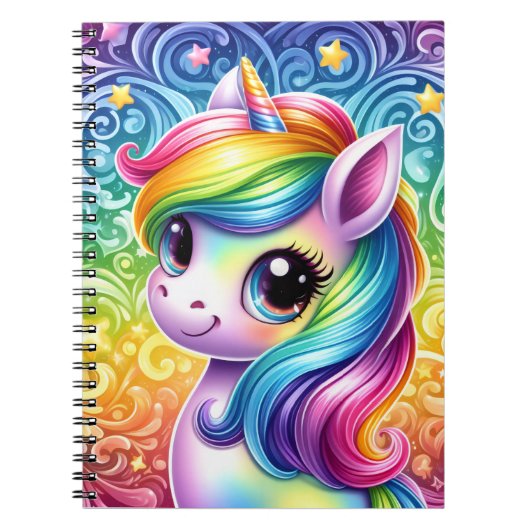 Rainbow unicorn cute fun notebook notitieboek (Voorkant)