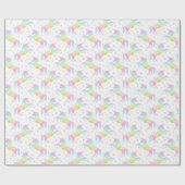 Rainbow Unicorn Cute Girly Birthday Party Pattern Cadeaupapier (Vlak)